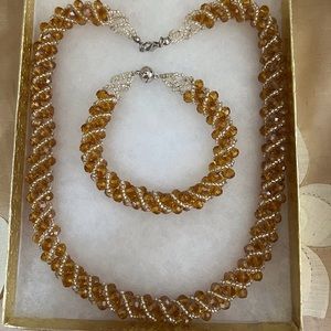 Handmade glass beaded necklace and bracelet